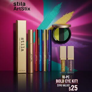 Stila 8-Pc Eye Kit: 4 ArtiStix, Glitter&Glow Duo, Mascara, Trio! $190 Value!
